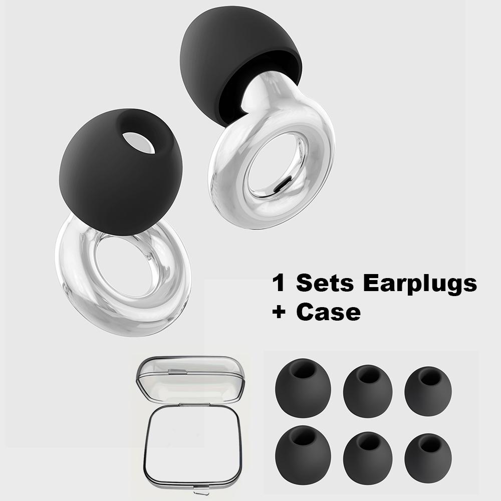 Super Comfortable Reusable Waterproof Earplugs Set, XS/s/m/l Sizes with Storage Case, Flexible Fit Design, Silicone + Abs Material, Ideal for Sleep & Travel