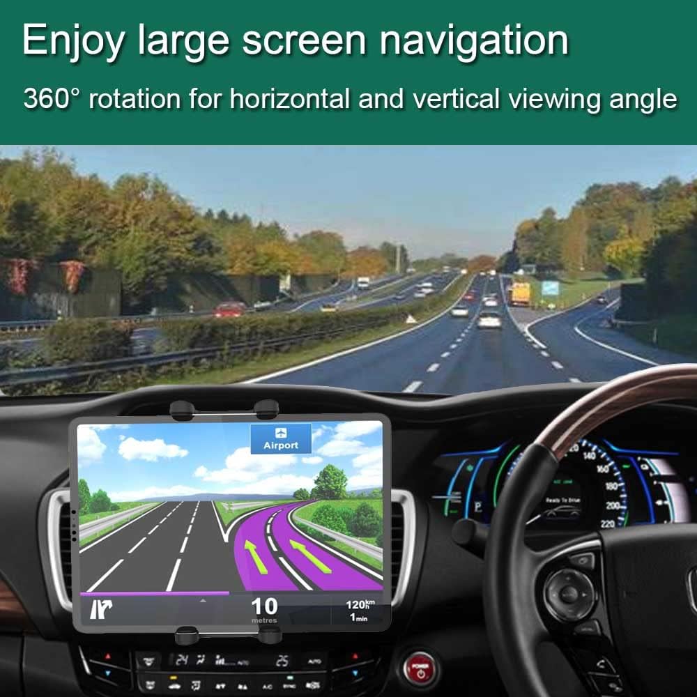 CD Slot Car Tablet & Phone Holder - 360° Swivel, Adjustable Arms, Padded Surface, Secure Hold Universal Car Interior Accessory for 4-13" iPad, iPad Pro 12.9/Air/Mini, Galaxy Z Fold 4/3 & Navigation Use