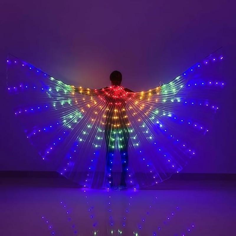 LED Glowing Butterfly Wings, 360° Stage Cape, Flashing Mode, Battery Powered, Perfect for Belly Dance, Carnival, Party Performances, Weddings, Night Shows