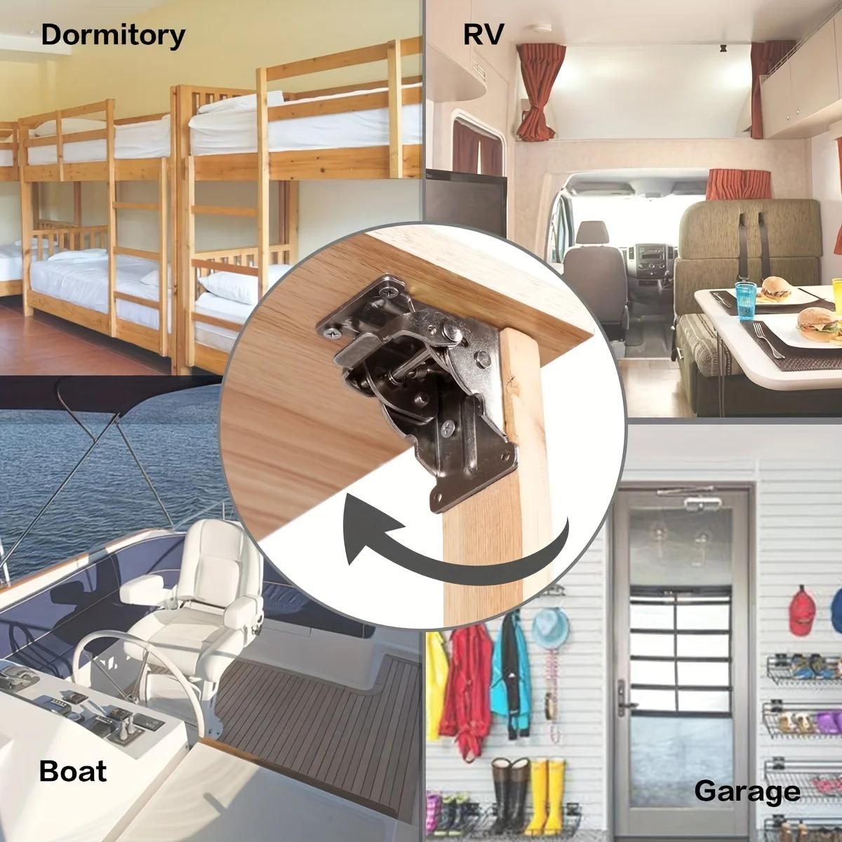 2pcs Foldable Bracket Self-Lock Hinge Hardware With Screws Lock Extension Support For Table Leg, Bed Leg, Workbench, Black