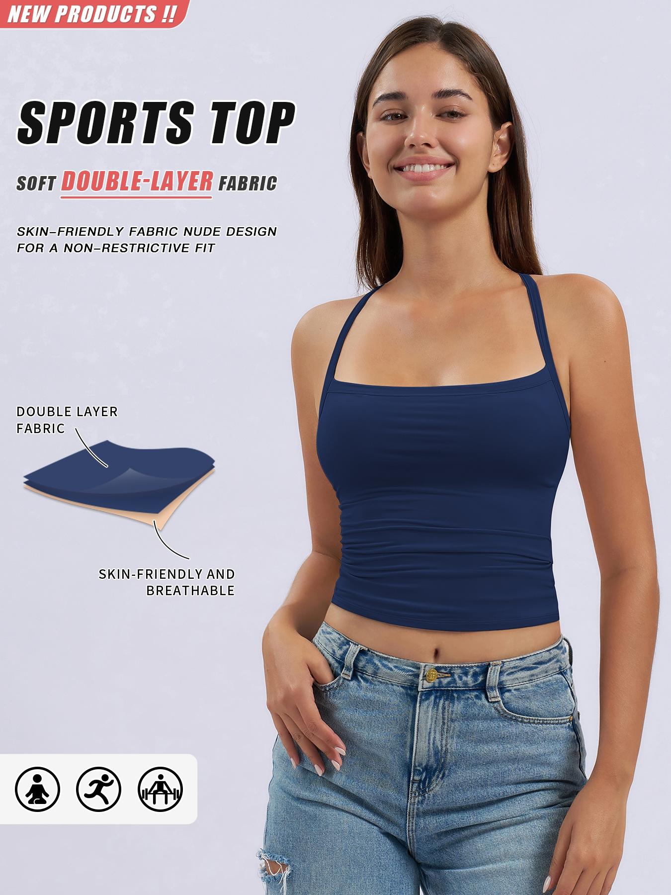 Women's Sporty Tight-Fit Yoga Vest, Quick-Dry Fitness Top, All-Seasons Wearable Running Tank, Versatile Gym Activewear, Sporty Cami Top