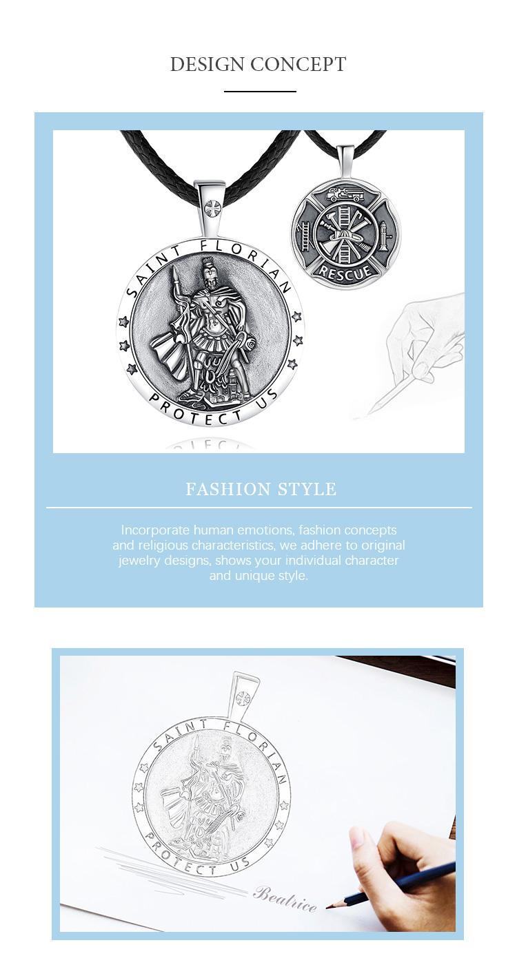 925 Sterling Silver Saint Florian Necklace, Reversible Firefighter Cross Pendant, Patron Saint Medal, Handmade Jewelry, First Responder Gift