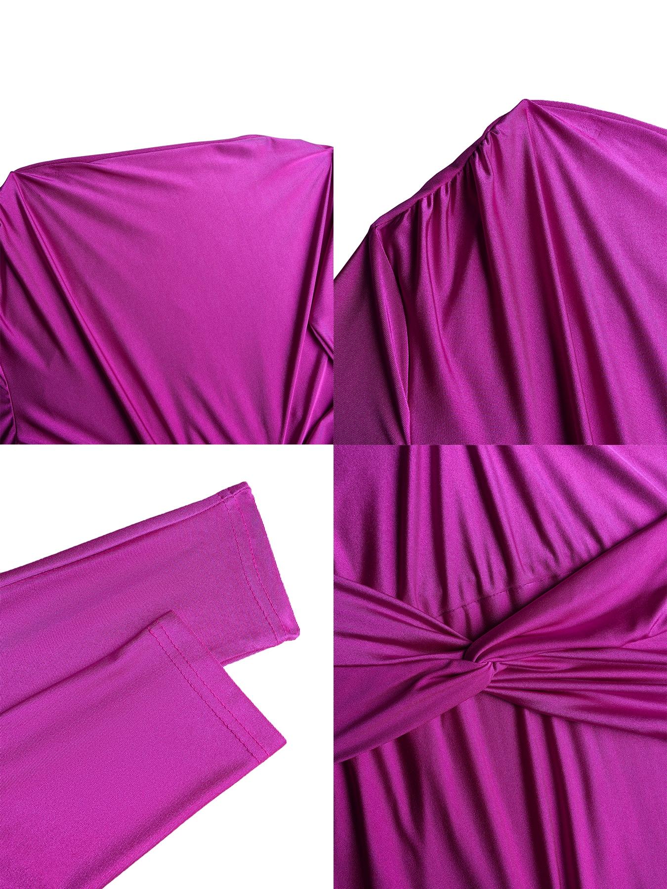 Women's Elegant Chic Fall Winter Dress, High Waist Long Sleeve Twist Design, Solid Plain Color Fitted Maxi Dress, Casual Fashion for Women