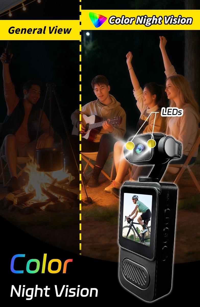 High-Definition 1080P Wearable Camera with 32GB Storage, Portable Vlog Camera with WiFi, Night Vision, and Stabilization, Ideal for Travel and Sports