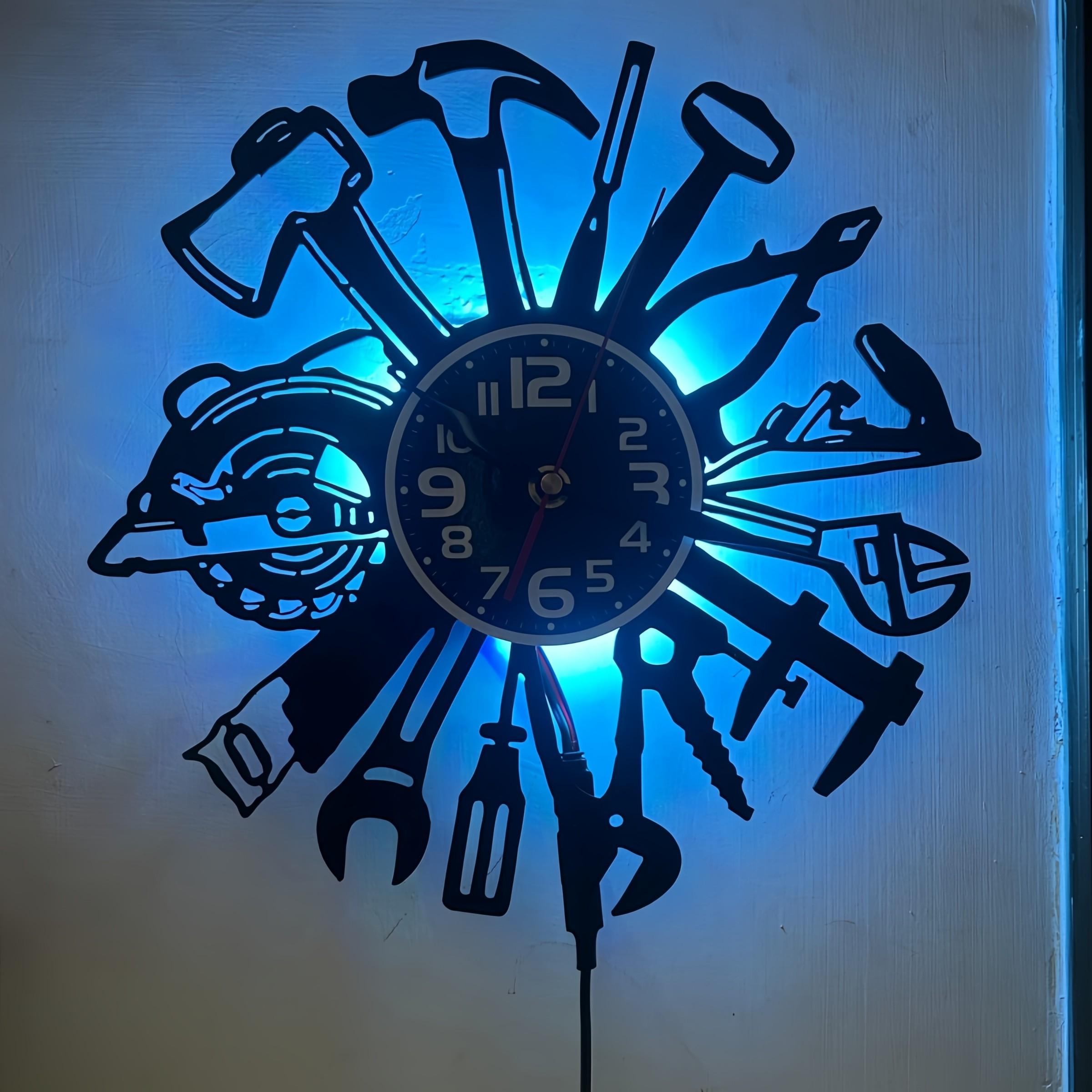 Tool-Shape LED Wall Clock, Perfect for Garage and Repair Workshop, Loved by Mechanics and DIY Enthusiasts, Quartz Movement