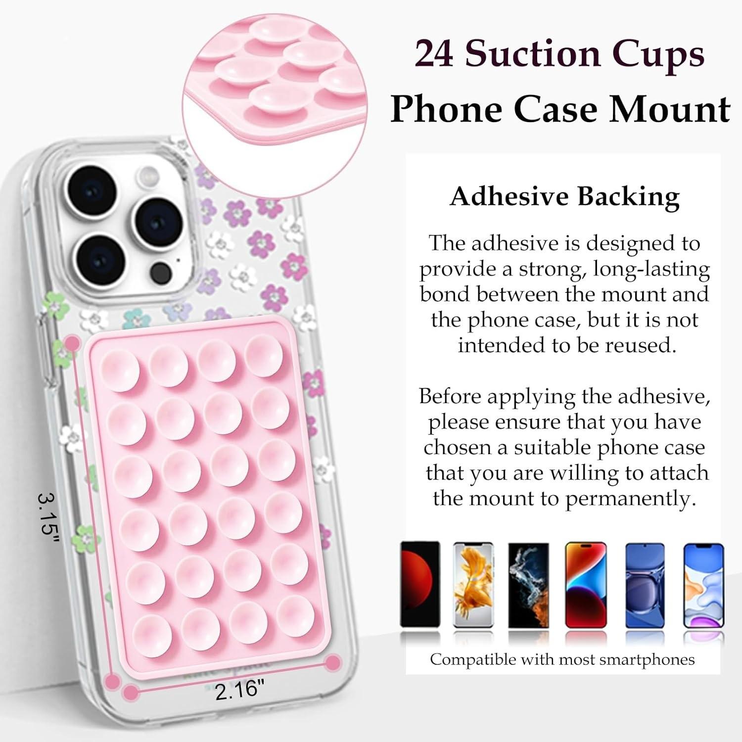 7 sets, strong grip, Non slip holder, multiple colors, silicone double-sided suction cup phone case with detachable stand, hands-free phone accessory stand, 24-piece sticky pad, suitable for selfie and video shooting, Selfie accessories, Cell Phone Mount