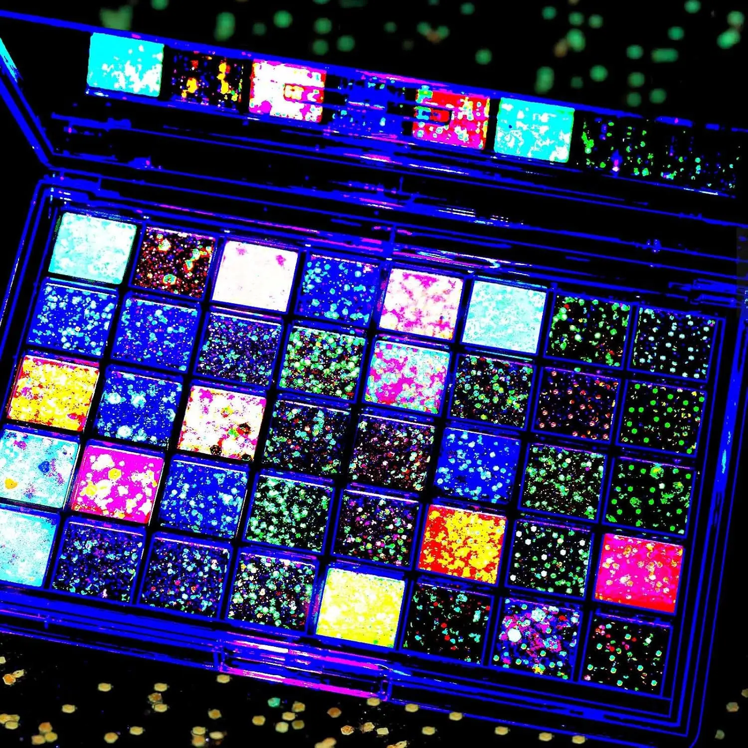40 Colors Glow in The Dark Glitter, Face Glitter for  Women Girls, Body Glitter Hair Glitter for Halloween Rave Carnival Party Glitter Makeup