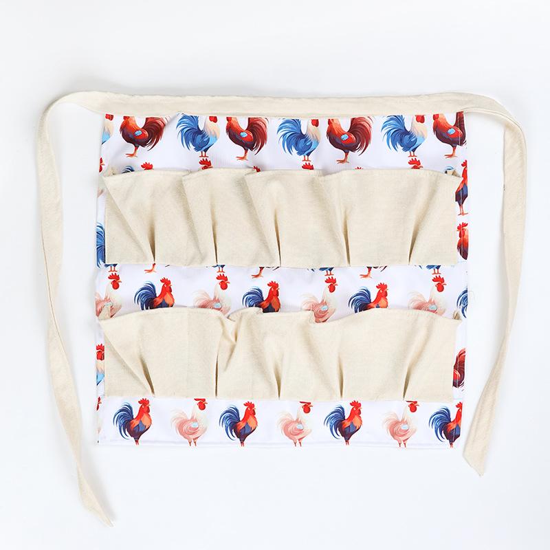 Lightweight 100% Polyester Egg Apron with Multiple Pockets, Farm Skirt for Picking Eggs, Durable Easy-Clean Design, Thanksgiving Kitchen & Outdoor, Home Cleaning