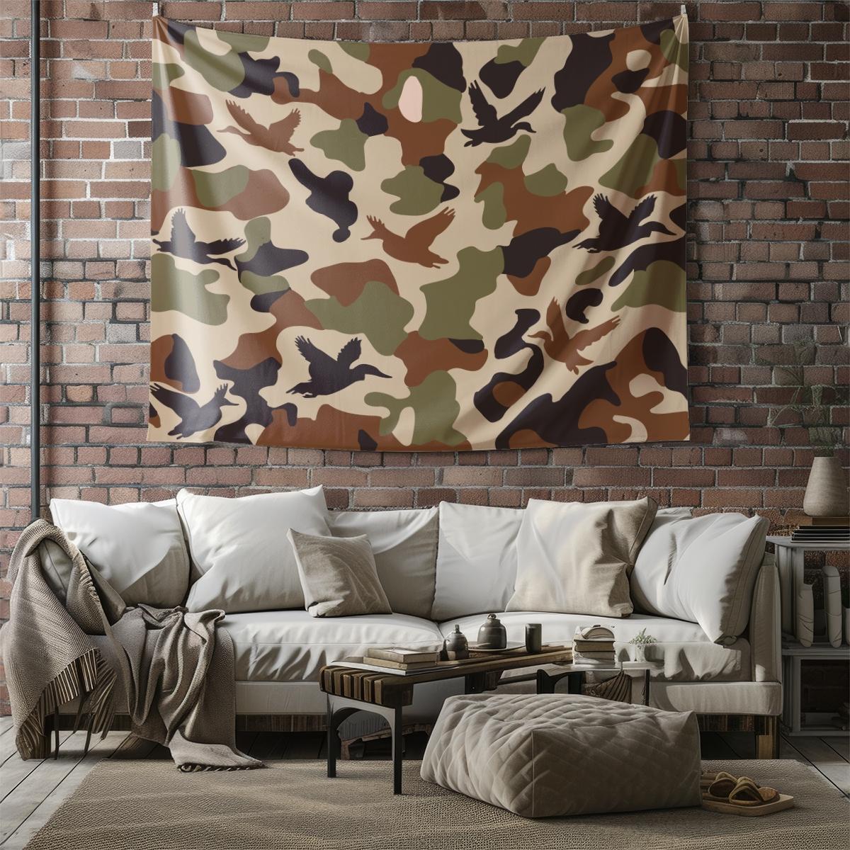 Wild Duck Camo Hunting Tapestry, HD Digital Printed Wall Hanging Tapestries, Multi-Use Wall Blanket for Bedroom Living Room, Perfect Backdrop Decor for Hunting Enthusiasts, Ideal Gift