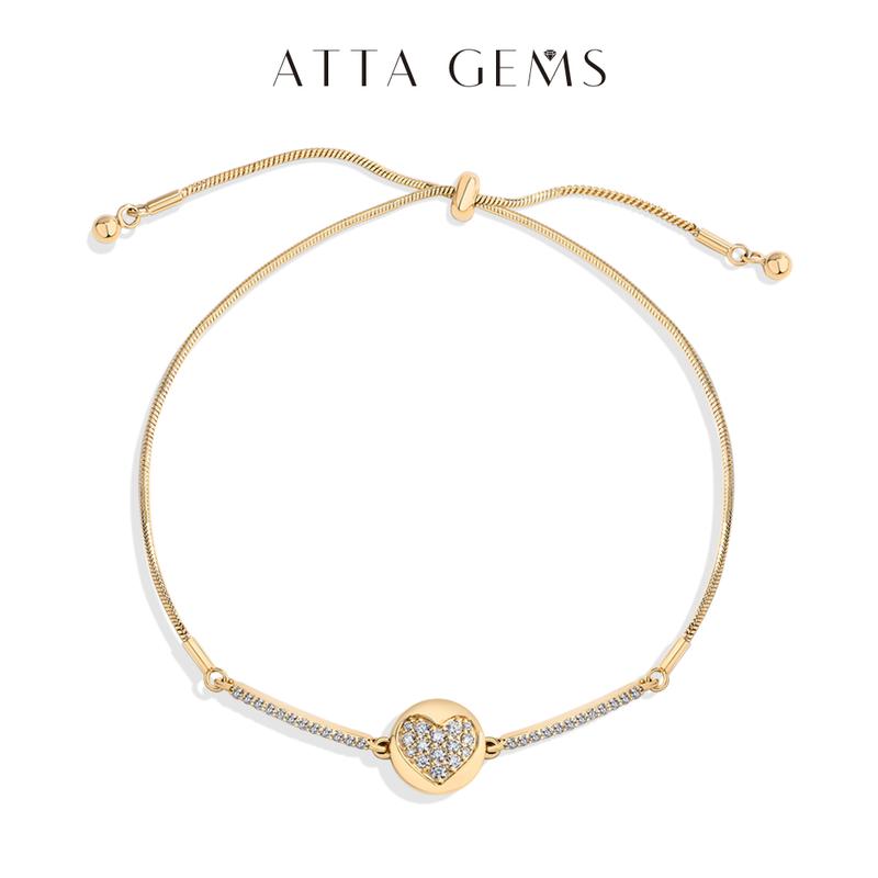 D VVS1  Fashion Heart Lab-Created Moissanite Bracelet  For Women and Girls Engagement birthday Gift Jewelry Adjustable B034