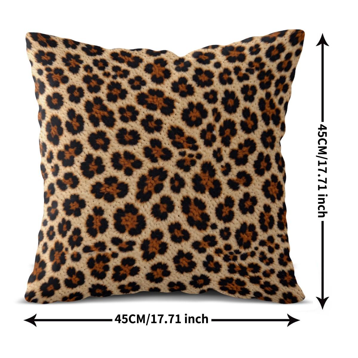 Leopard Print Throw Pillow, Vintage Luxury Decorative Pillow, Soft Square Cushion, with Zipper Closure, Perfect for Sofa, Living Room and Bedroom Decoration, Ideal Gift for Fashionable Young Women