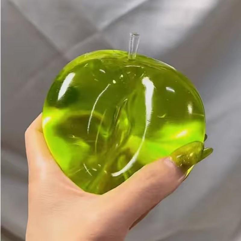 Crystal Apple Figurine, Soft, Ultra-Thin Skin, Stress Relief Toy, Touch Sensory Toy, Office Desk Decor, Non-Edible Gift, Decorative Figurines