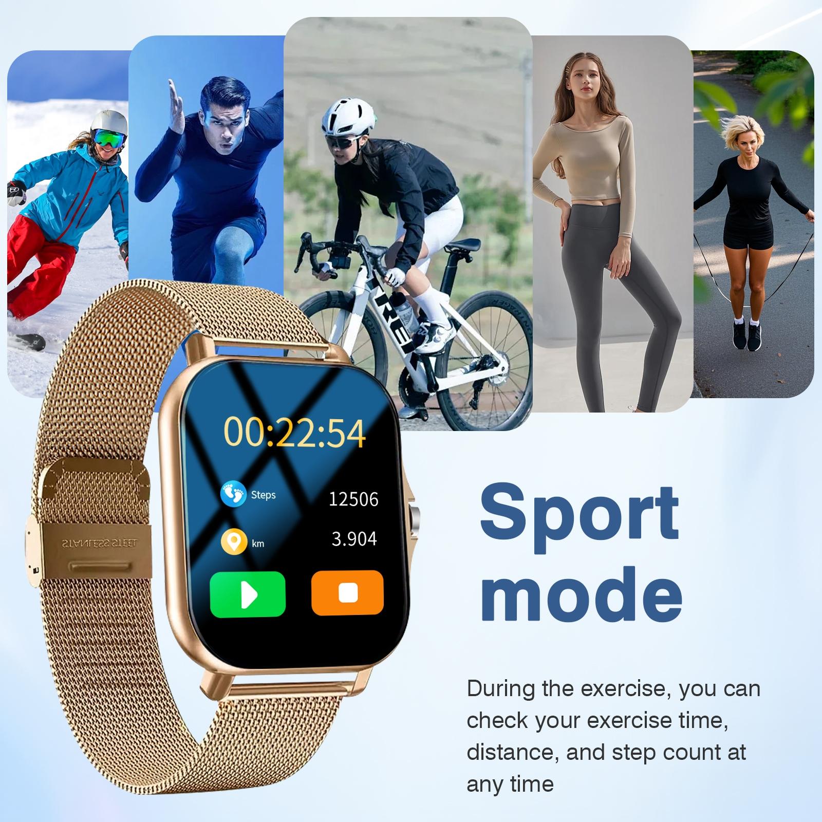 Smartwatch with Call Function - Wireless Call, Message Reminder, Pedometer & Calorie Tracking, Multiple Sports Modes, Weather Forecast, Wireless Connection, Comfortable, Unisex