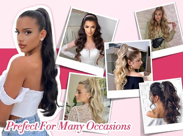 Claw Clip Wine Red Ponytail Extension, 24" Long Curly Wavy Claw Clip in Ponytail Hair Extensions, Jaw Clip on Pony Tails Fluffy Hairpiece for Women Daily Party Use