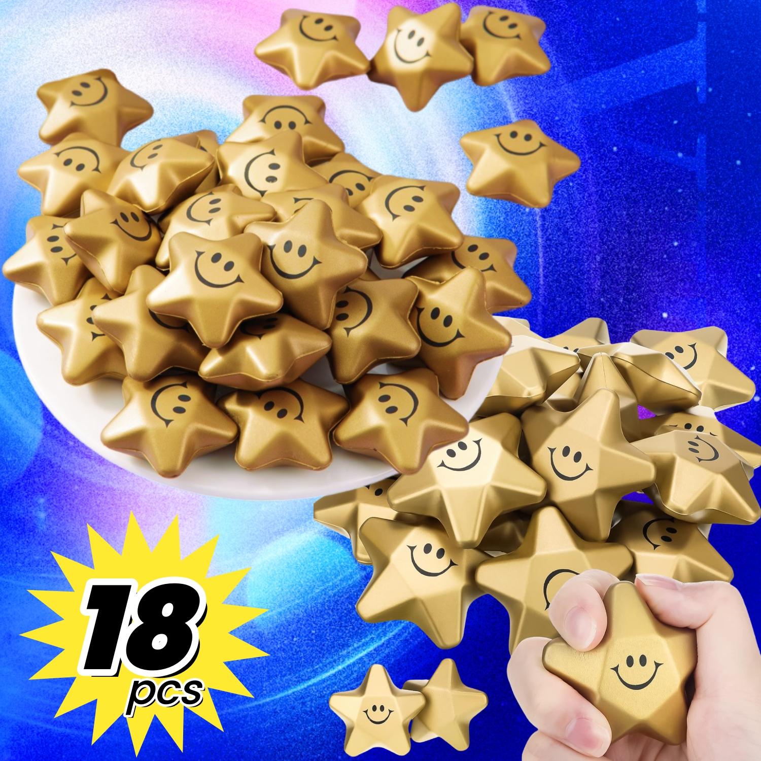18pcs Mini Smiling Foam Stars, Fun Party Gifts & Decorations, 1.6-Inch Size, Perfect for Parties, Celebrations, and Event Decoration