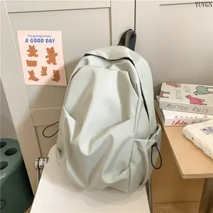Minimalist Soft Wrinkle Backpack for Women & Men, Water Resistant Casual Daypack with Side Pockets, Lightweight School Book Bag for Campus Daily Commute Travel Outdoor Activities