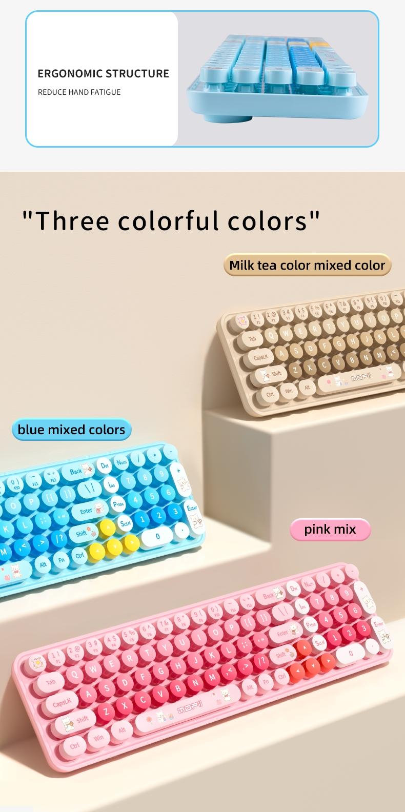 MOFii 1 Set Blue Bear Wireless Keyboard and Mouse Combo, Aesthetic Desk Essential for Students, 2.4G Plug and Play, Compatible with Laptop & Desktop, US Qwerty (Battery Not Included)