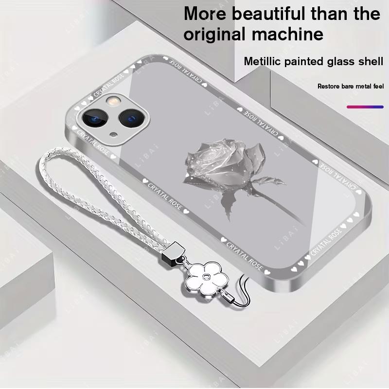 Suitable for [iPhone 13 Mini] Brand new premium phone case,  Free four-leaf clover lanyard，drop-proof and fingerprint-resistant，simple and elegant design，multiple colors available YM99