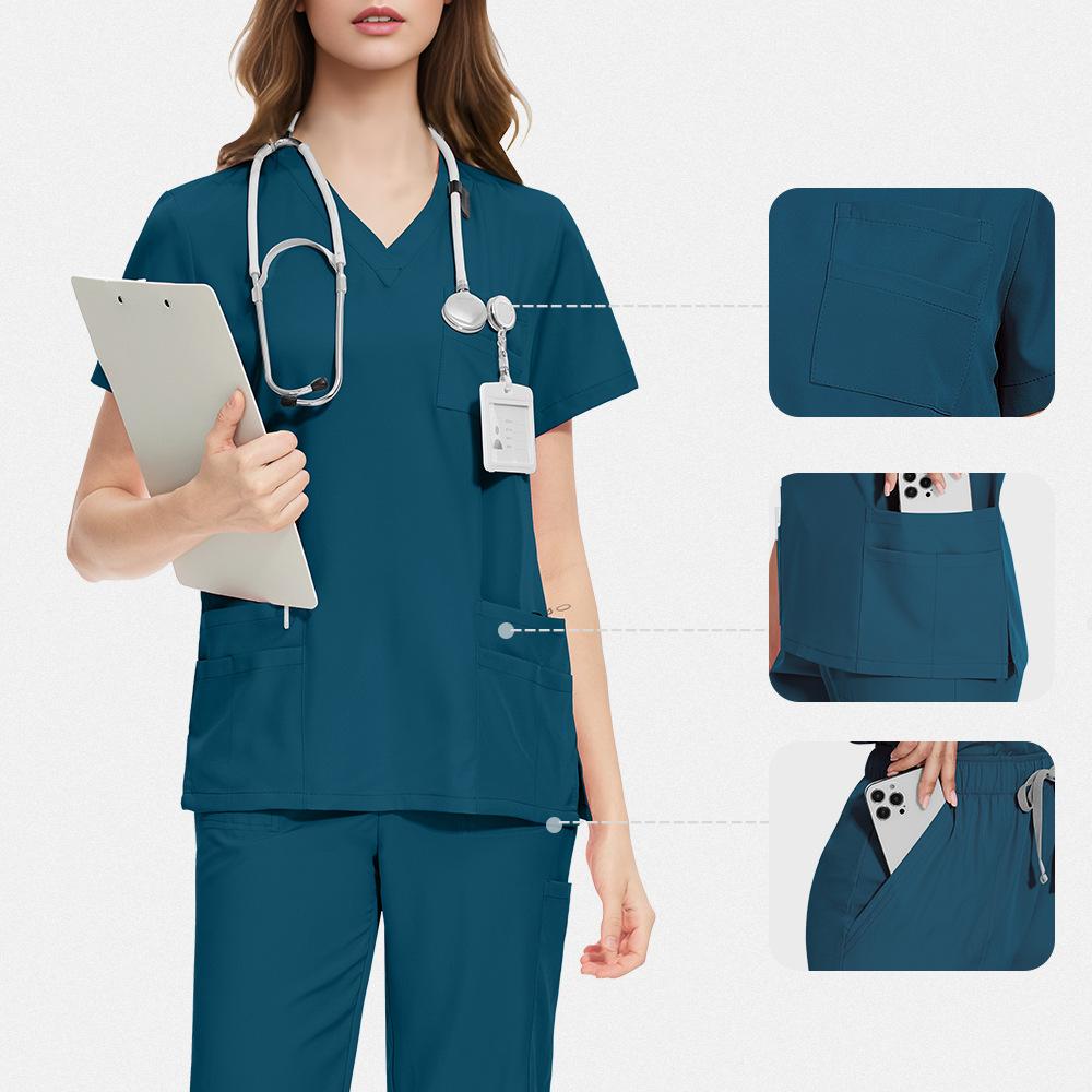 New Doctor & Nurse Work Uniform Scrubs & Straight Leg Pants Solid Color Set  Workwear for Hospital and Clinic Daily Work Clothing