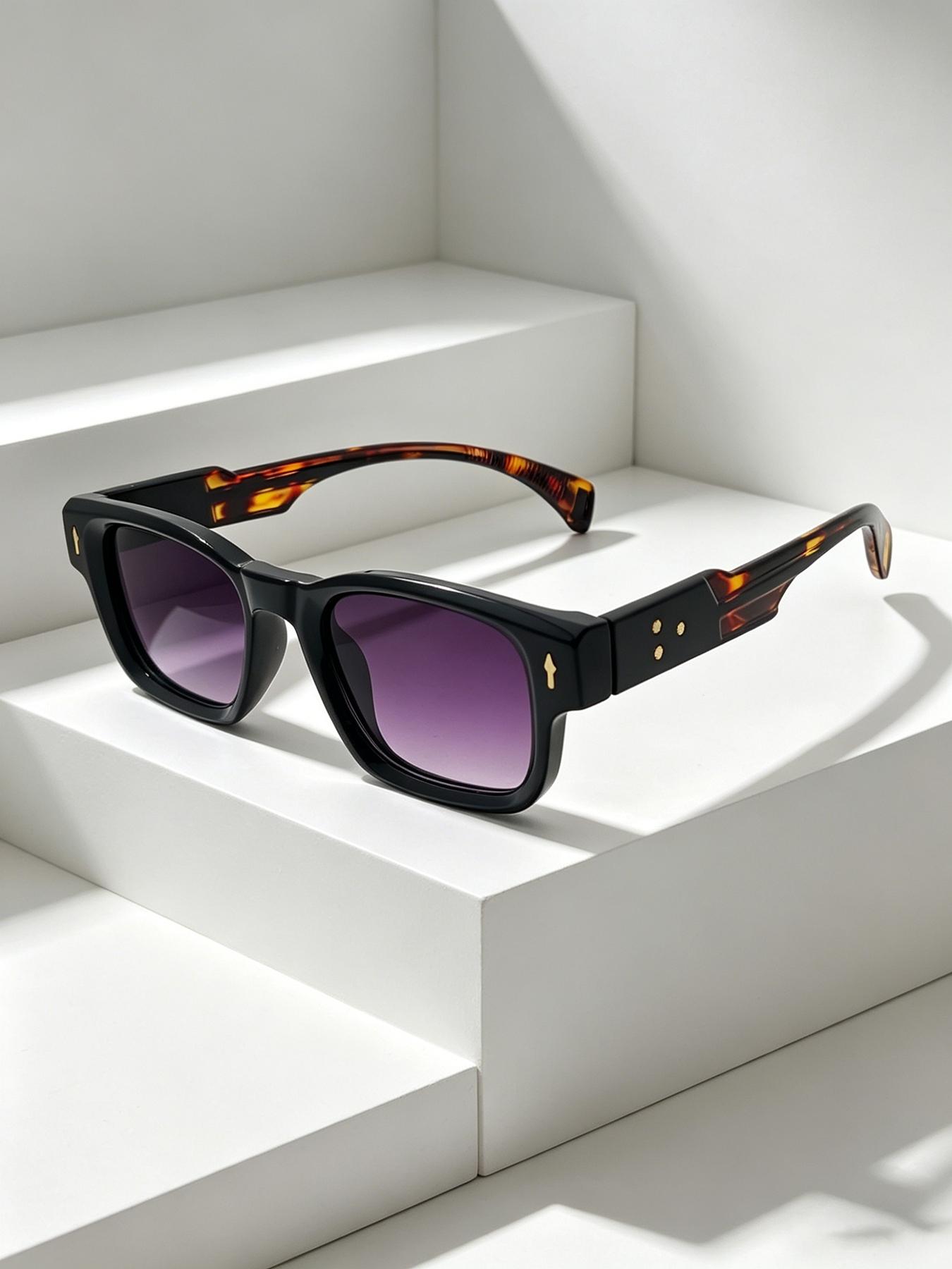 Catreside Classic Square Frame Sunglasses Tr Material, Anti-Blue Light, Unisex, Suitable for Beach, Cycling, Music Festivals, Parties