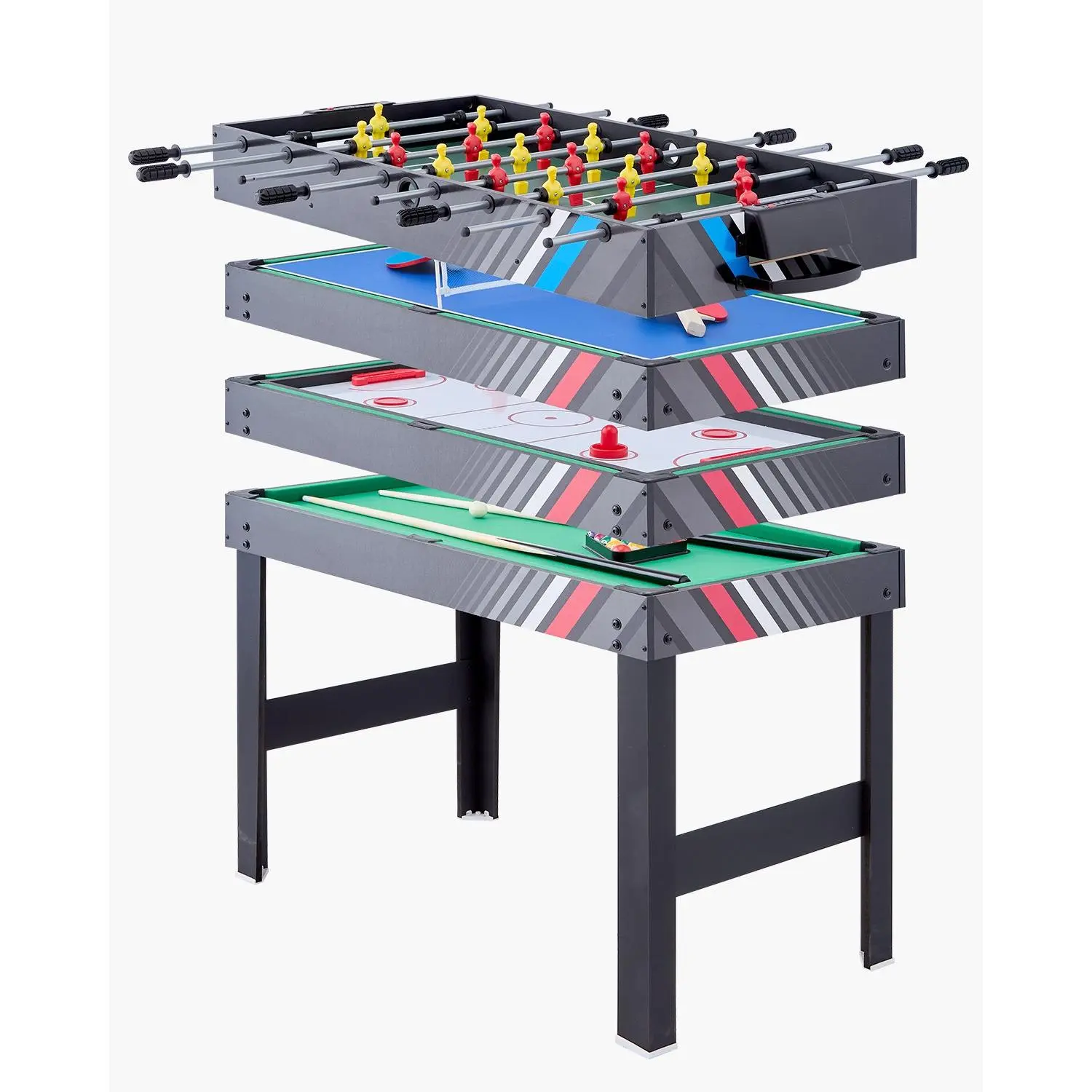 VEVOR 4-in-1 Combo Game Table Set, 48" Air Hockey Table, Multi Combination Table with Air Hockey, Pool Billiard, Foosball, Ping Pong, Pushers Pucks, Sports Arcade Table for Family Game Room Office