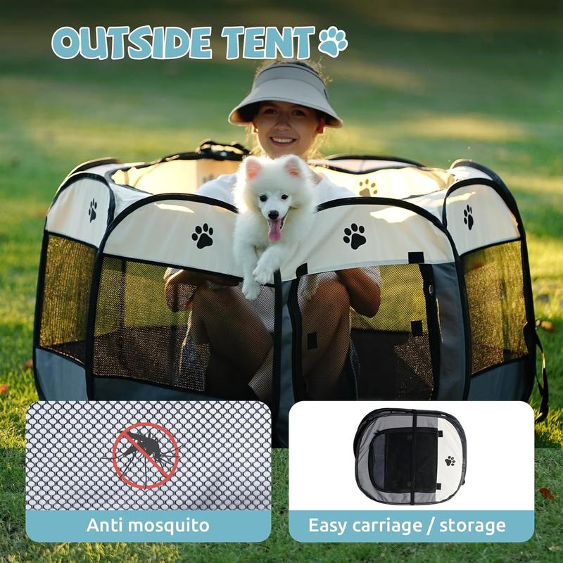 Pet Maternity Room,Octagonal Pet Tent Foldable Portable Oxford Cloth Cat and Dog Nest Outdoor Easy Operation Large Dog Cages Cat Fences Litter Box Enclosure Kittens Suitable Size Space Foldable cat and dog cage Safe Reliable