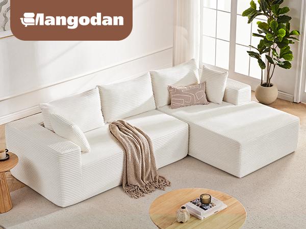 【2-3 Packages】110” Cloud Sectional Couch, Boneless Sofa for Living Room, Modern Modular Couch with Deep Seat, Upholstered Sofa with L-Shaped Chaise, No Assembly Required