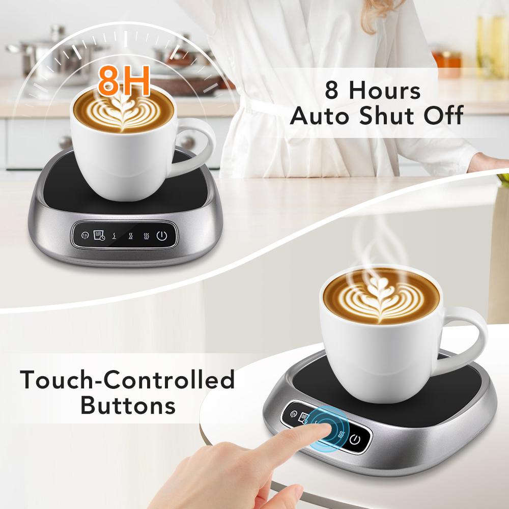 Thermal Heating Cup Mat with 3 Temperature Settings, USB Plug-In Heating Coaster Touchscreen Interface Voice Prompt, Ideal for Autumn Winter Coffee Milk Warmer