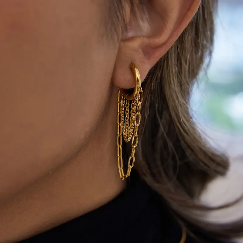 Ladies Earrings Chain Tassel Pendant Stainless Steel 18k Gold Plated Waterproof And Anti Allergy Jewelry Simple Relaxed And Fashionable Jewelry Earrings Dangle Statement Drop Chain Earrings Perfect Gift For Women