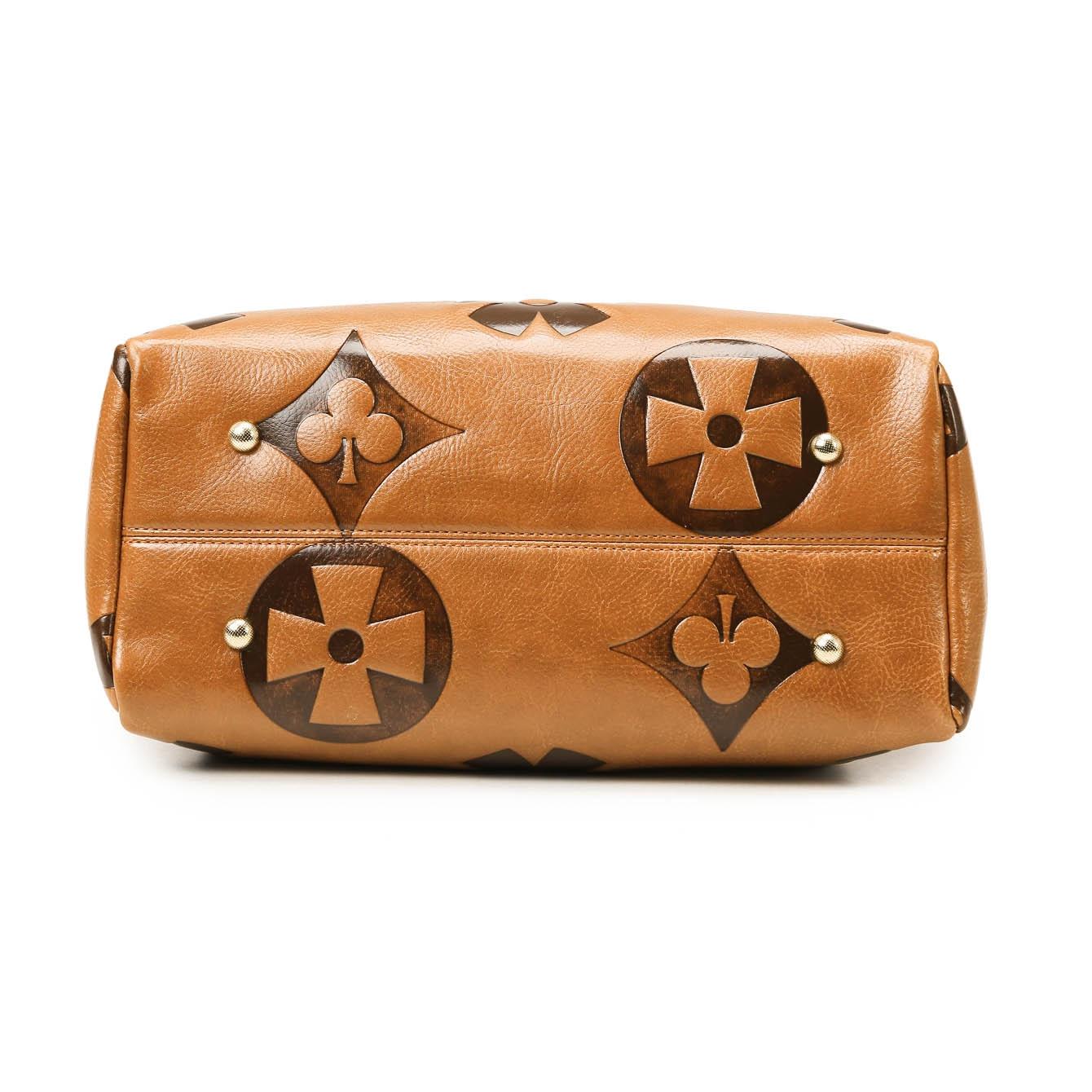 An elegant floral embossed faux leather handbag - suitable for women's use - fade resistant zipper tote bag - equipped with fixed shoulder straps - polyester lining - edge painted - suitable for work and various occasions