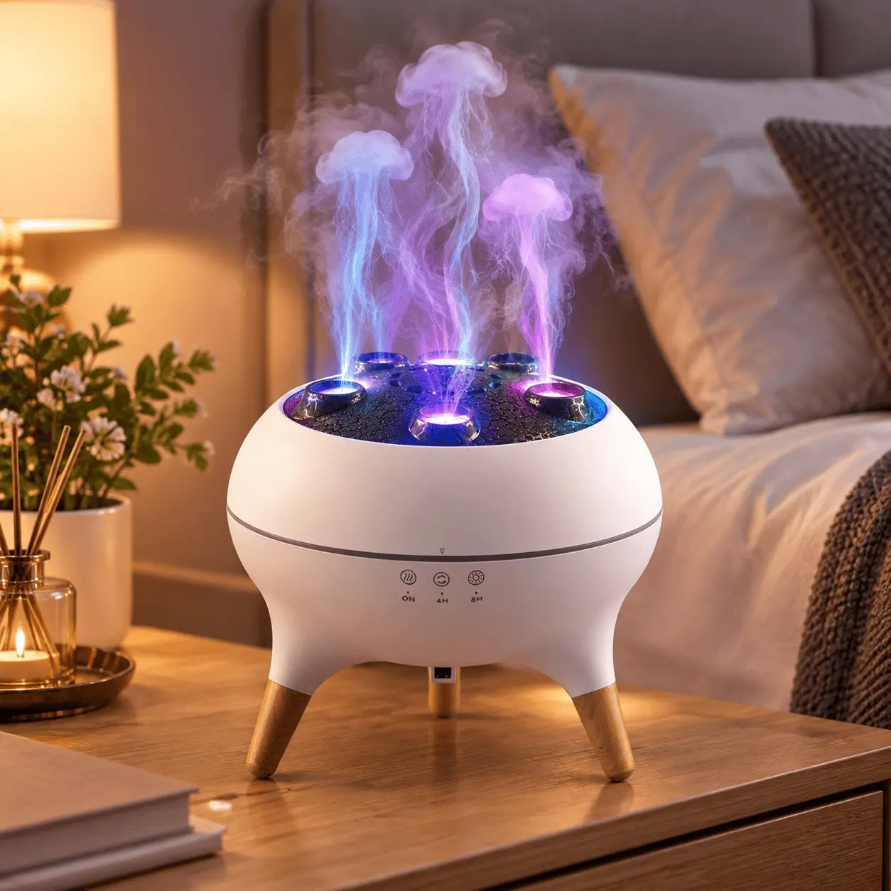 1PC Diffuser with 7-color Light, ABS, 16 X 14 X 14cm, for Indoor or Outdoor Lighting, Home Diffuser