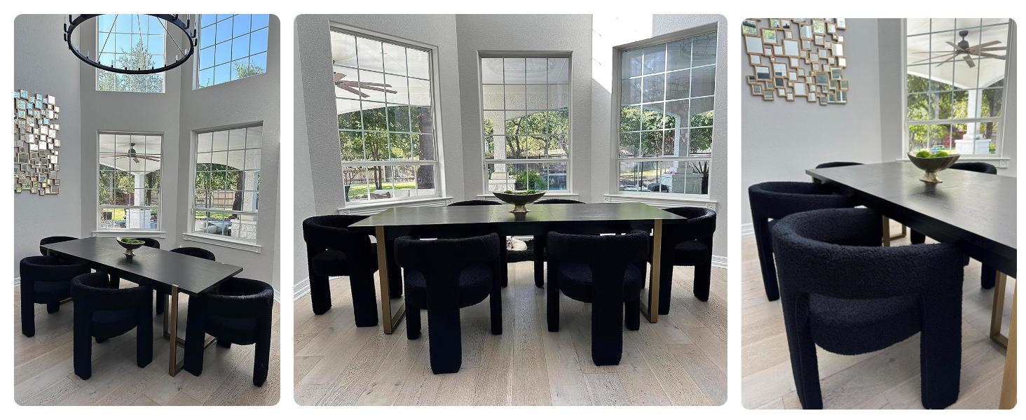 CHAIRUS Fully Assembled Barrel Dining Chair, Modern Sherpa Upholstered Accent Chairs with Arm, Open-back Side Armchair Comfy Makeup Vanity Chairs for Living Room, Kitchen RoomBedroom, Makeup, Small Spaces, Black