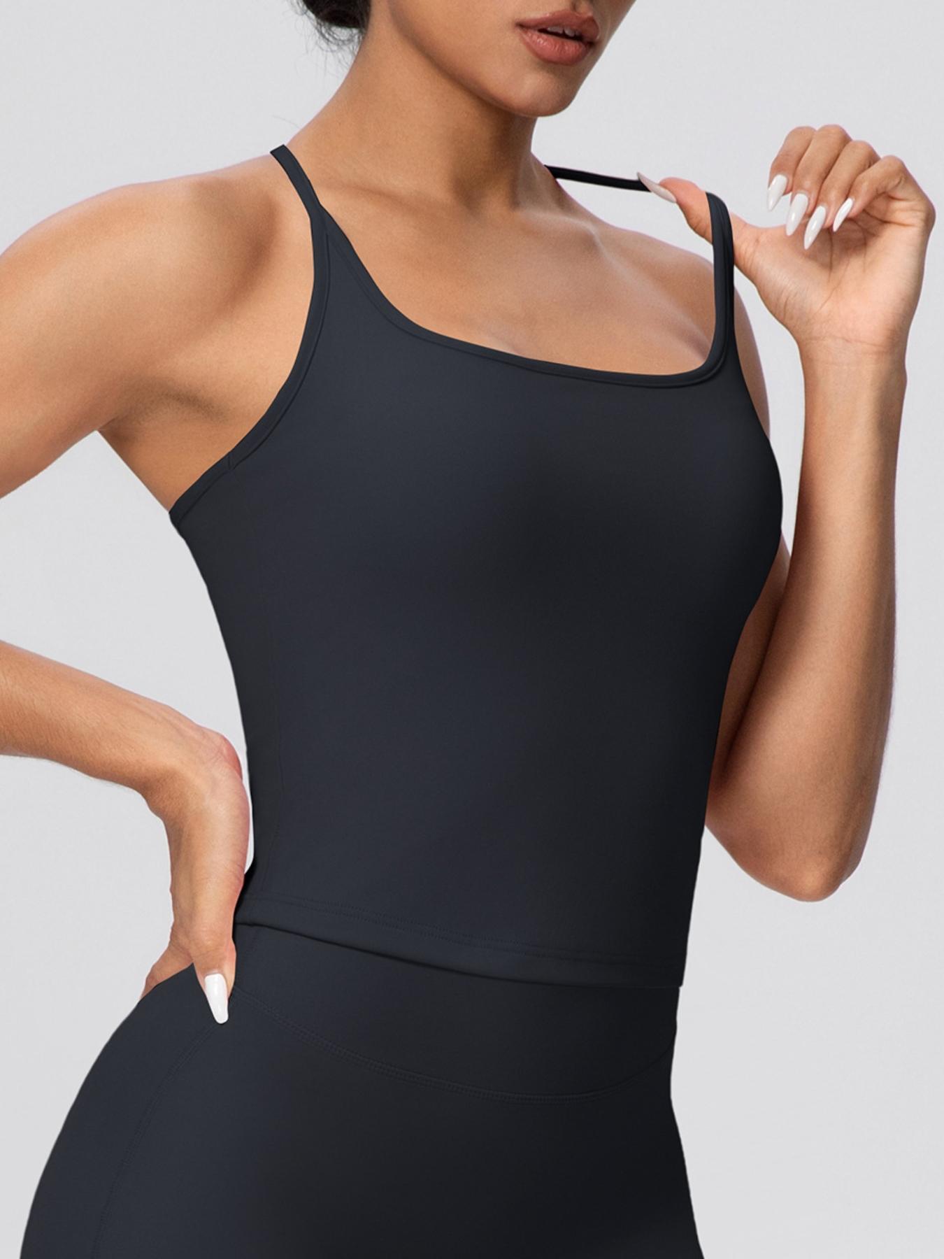 Women's Fine-Strap Y-Back Yoga Tank Top with Padded Cups Casual Fitted Sports Top with Quick-Dry Technology High-Stretch Y-Back Sports Bra Outdoor Running Fitness Bra Yoga Sports Vest