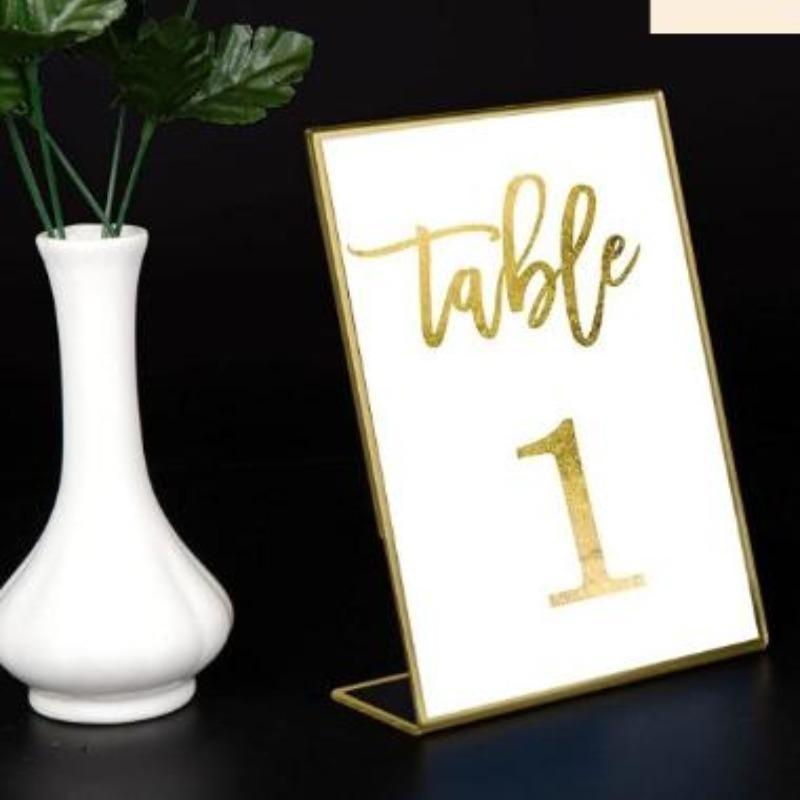 6-Piece Acrylic Sign Holder Set, Frame, Vertical Stand, Transparent Tilted Photo Frame, Wedding Table Number Display, Home Decor
