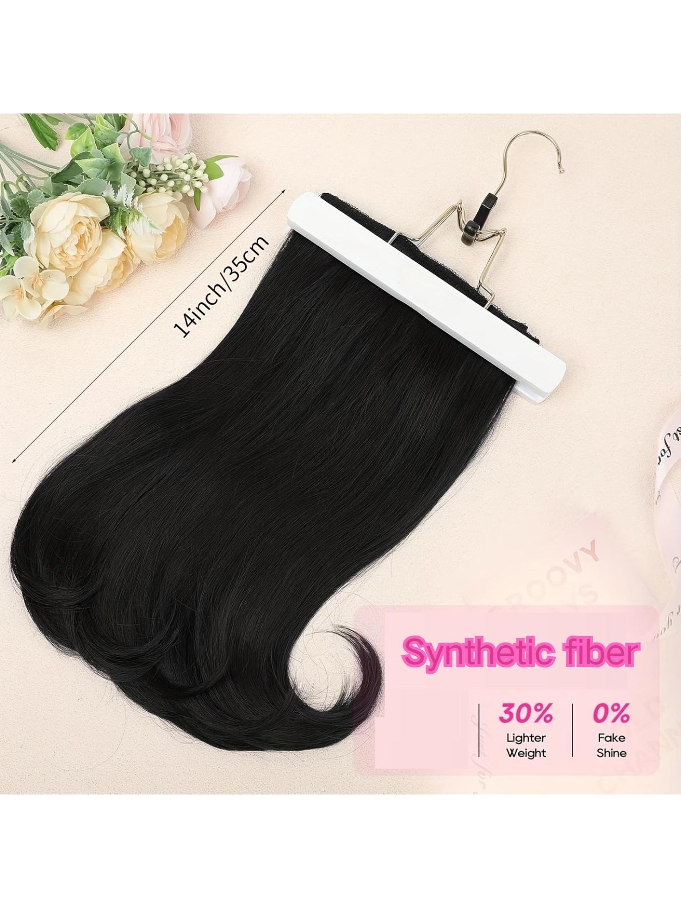 4-Piece Hair Extension Set, Medium Length Curly Synthetic Hair Clips, Invisible Hair Extensions for Women, Daily & Wedding Use