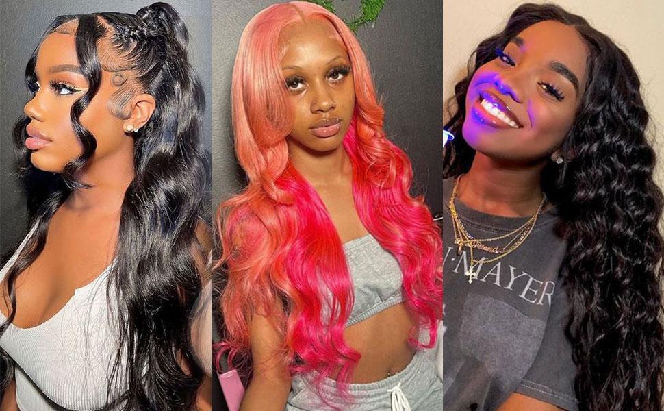 Lemoda 210% Density 13x6 Full Lace Frontal Virgin Human Hair Wigs Body Wave 13x6 HD Transparent Lace Front Wigs Brazilian Pre Plucked With Baby Hair 15A