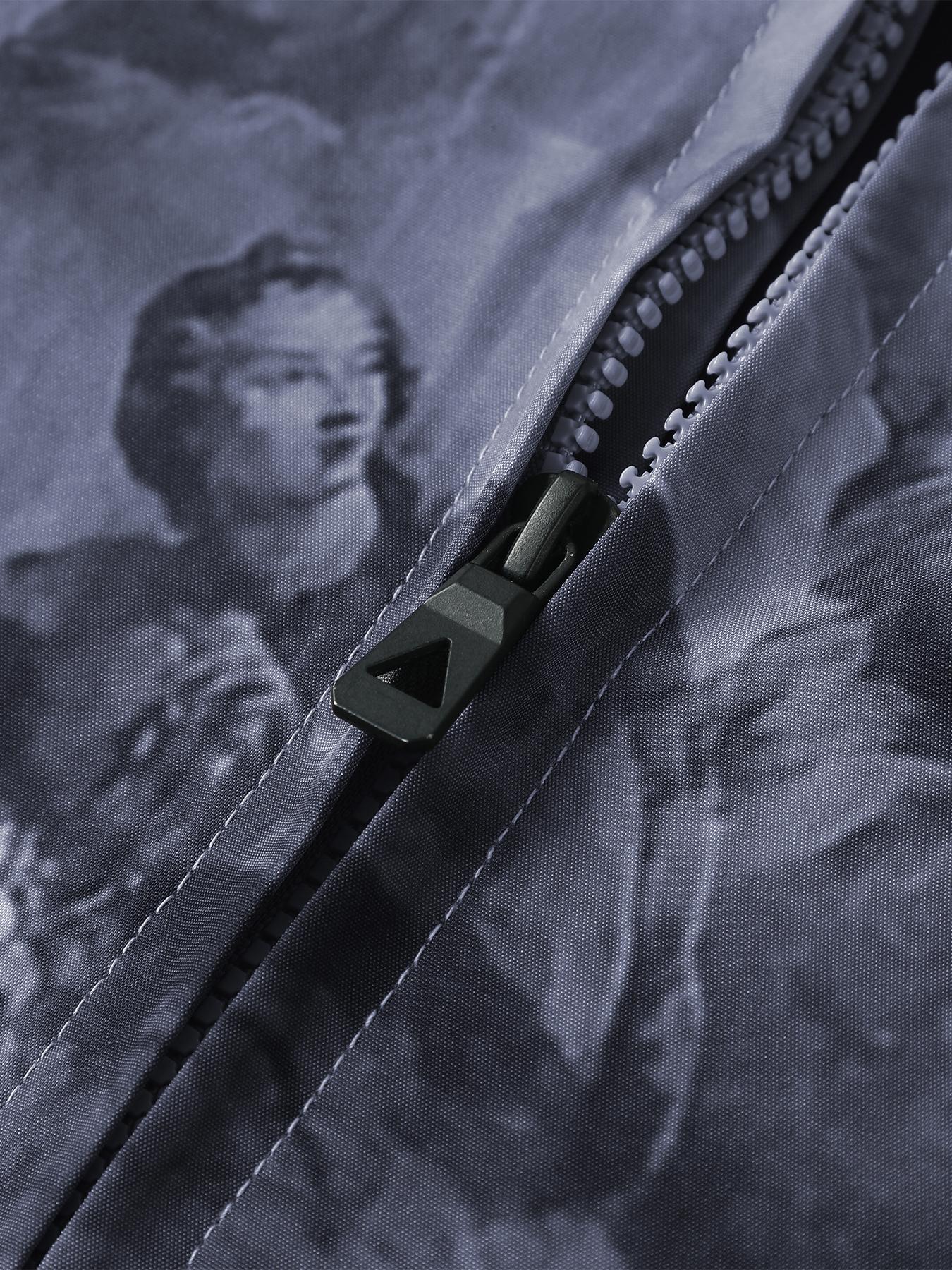 Men's Printed Long Sleeve Jacket with Artistic Patterns, Unique Retro Style Collar + Zipper Design, Trendy & Vintage Fashion Outerwear Coats, Menswear