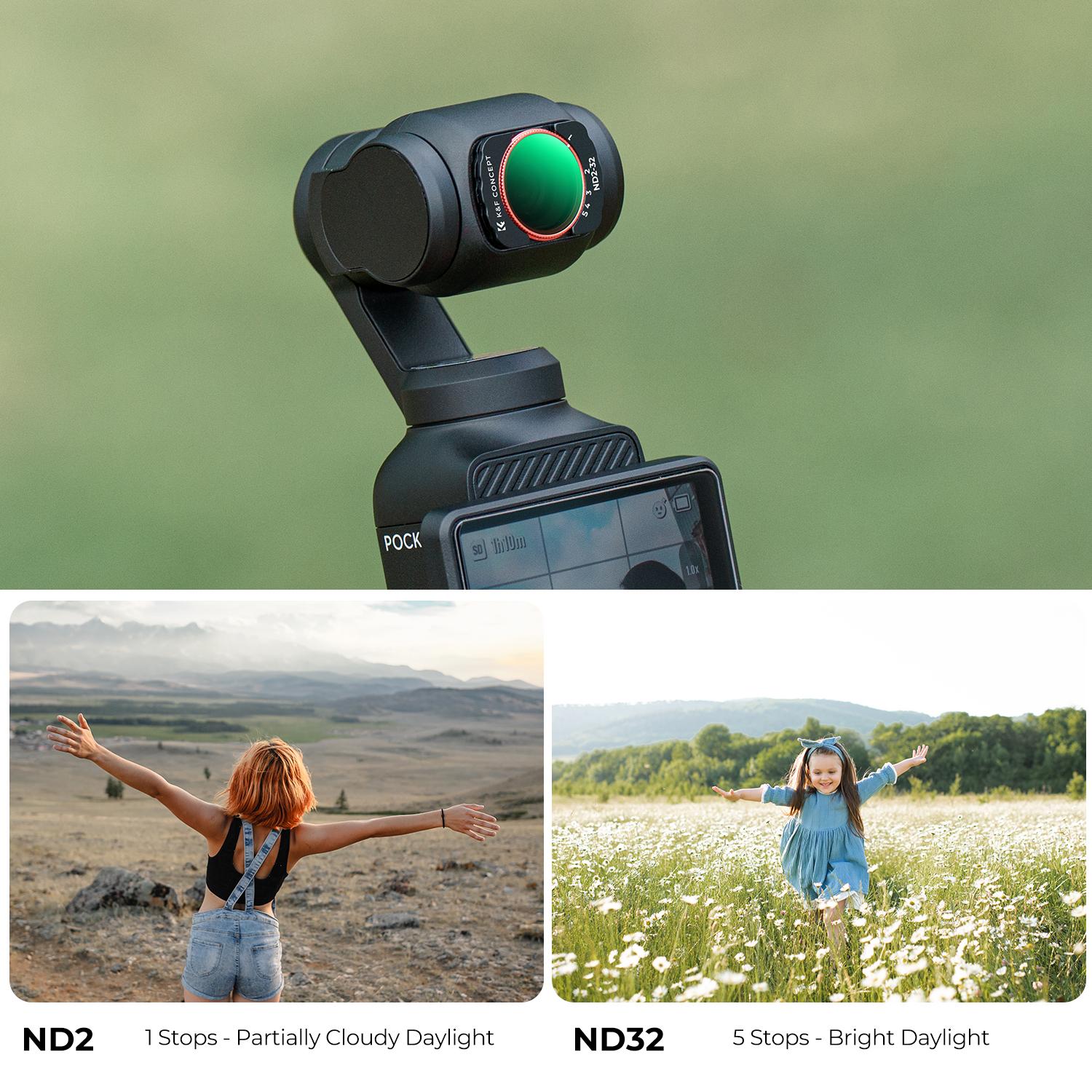 K&F Concept Variable ND Filter for DJI Osmo Pocket 3 Creator Combo, ND2-32 Neutral Density VND Filter, Magnetic Installation, Multi-Coated Optical Glass
