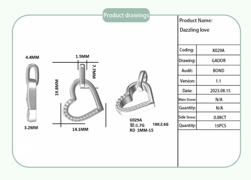 Xuanxin Heart Pendant S925 Silver Moissanite Diamond D Grade 0.1CT sterling silver synthetic moissanite necklace Cuban Link Chain