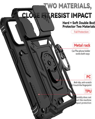SunStory Phone Case for Samsung Galaxy S23 Case with HD Screen Protector & Slide Camera Cover & Rotated Ring Kickstand, [Military-Grade] [2 in 1] Phone Case for Galaxy S23 6.1'',Red
