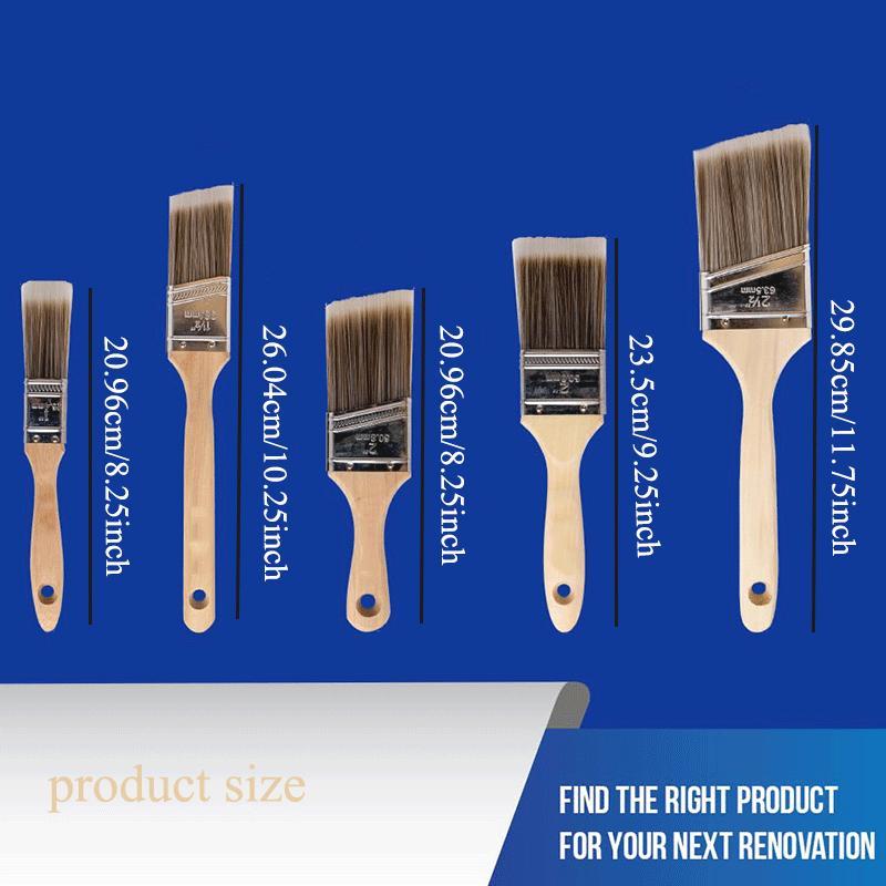 5-Piece Paint Brush Set, Flat & Angle Brushes, Diverse Brush Types for Latex and Oil Paints, Ideal for Interior & Exterior Home Improvement Projects