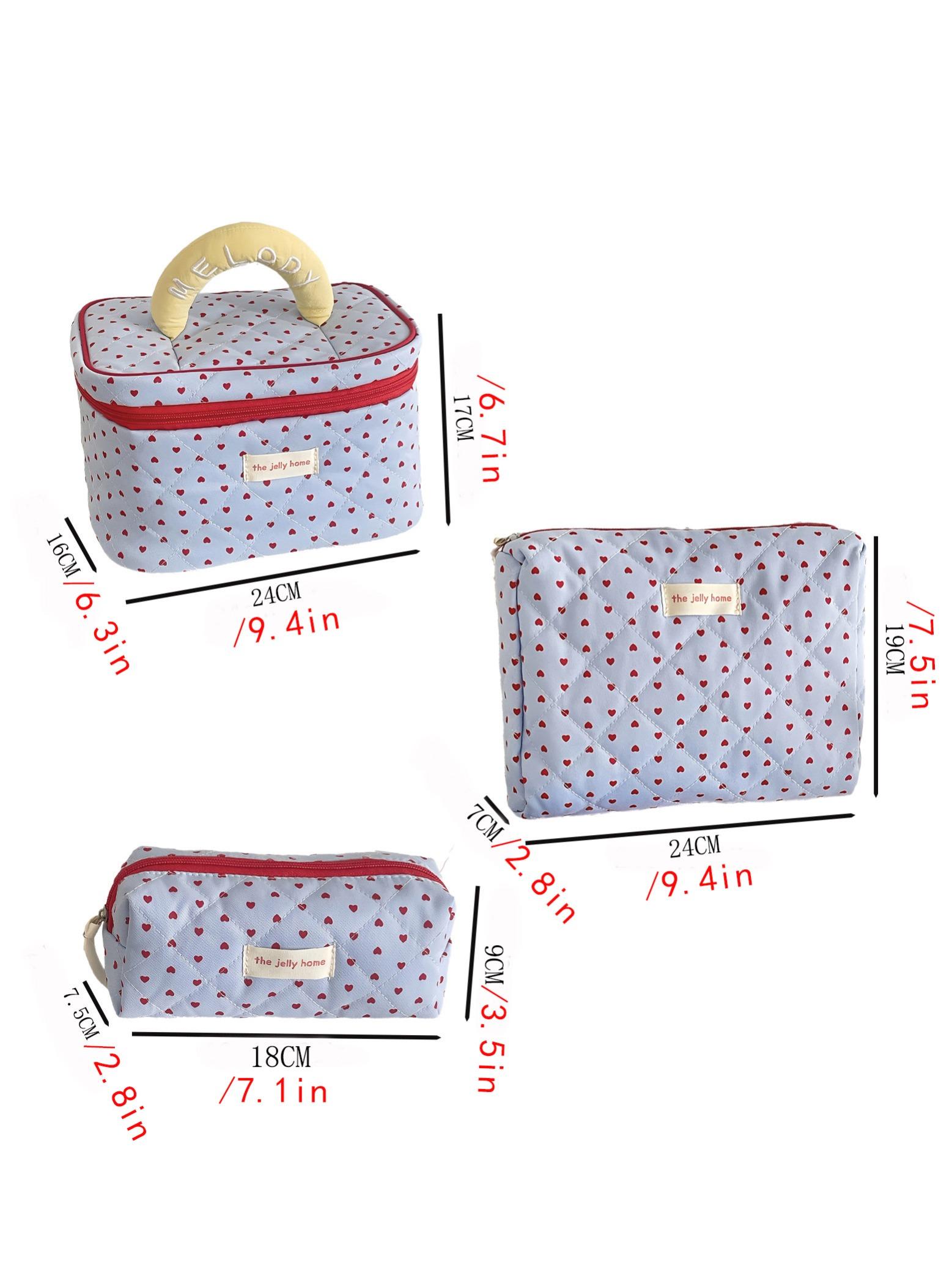 Heart Cosmetic Bag 2026 New High Aesthetic Storage Bag, Portable Large Capacity Wash Kit, Casual Random Print Design, Travel Cosmetic Bag, Cosmetic Pouch