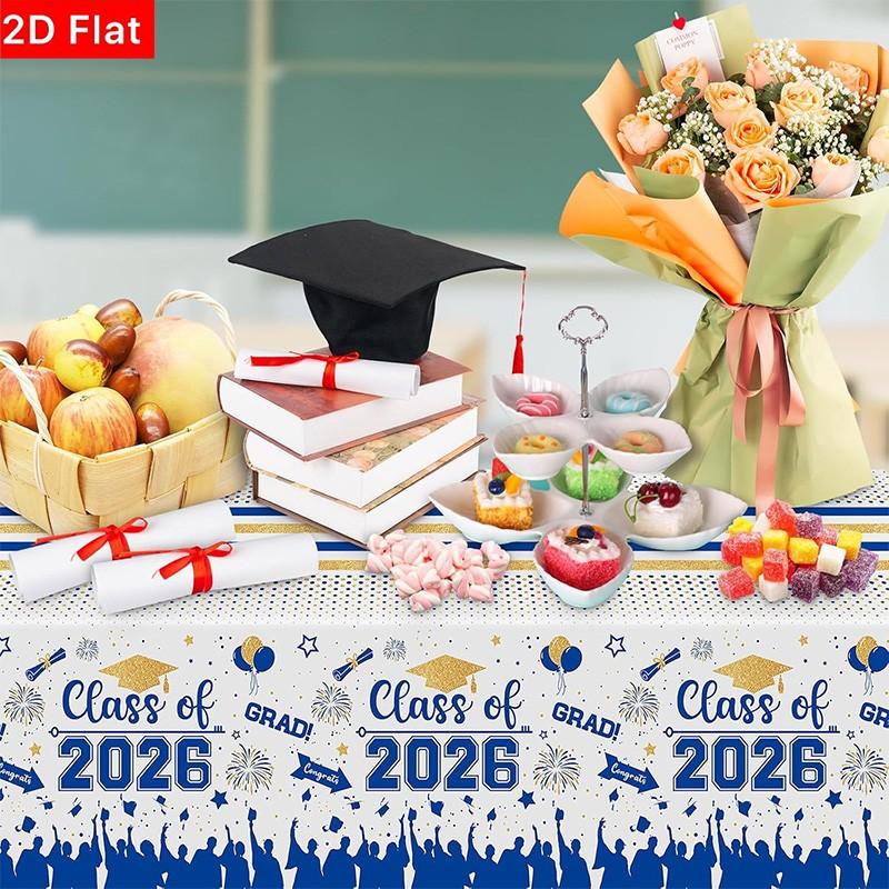 2D Flat Party Tablecloth 1pc, Graduation Ceremony Decor, No Power Needed, Perfect for 2026 Graduation Parties, Event Supplies