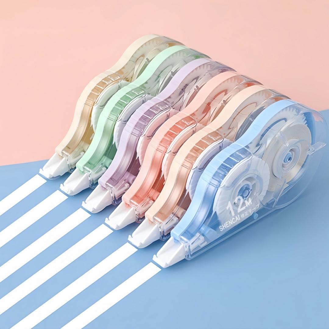 6pcs Macaron Color Correction Tape, Anti-Drop Silent Design, Portable Unique Style, No Residue No Trace, School Writing Quick Proofing