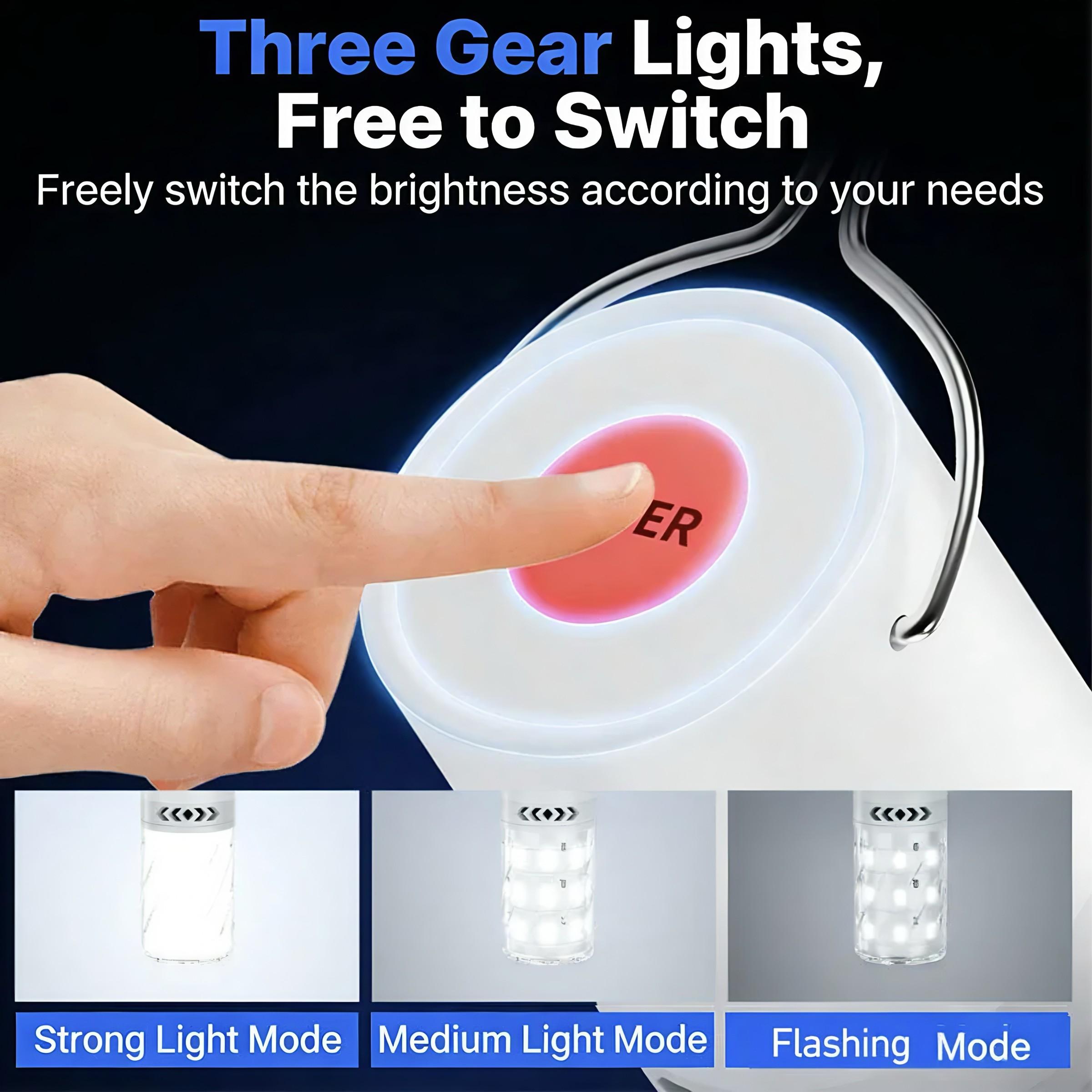 USB Rechargeable Emergency Light Bulb, Hook-Style Outdoor High-Lumen LED Camping Lantern, Portable Emergency Lighting Solution