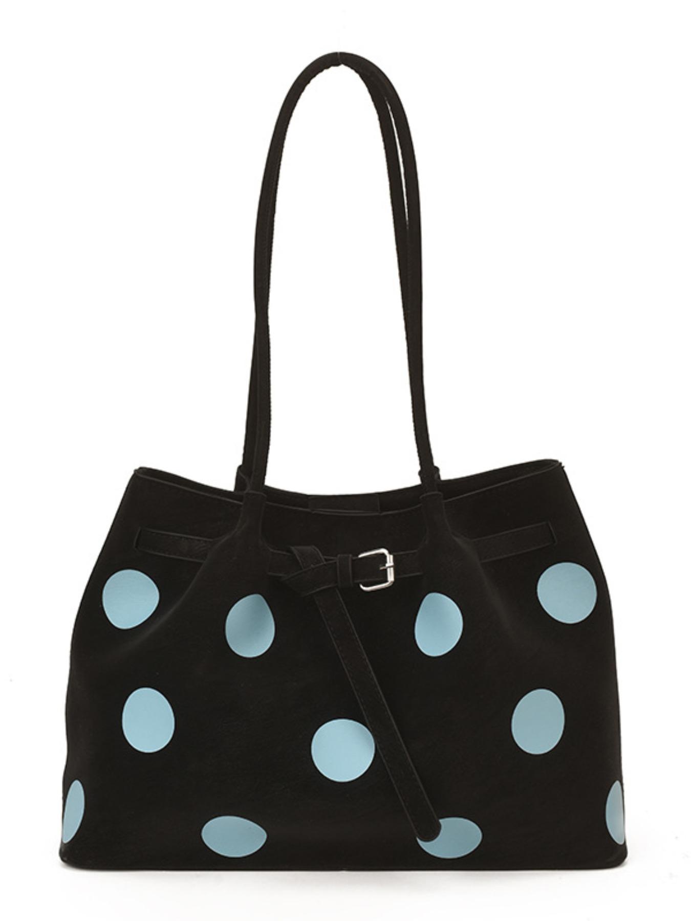 Large Capacity Women's 2026 New Fashion Polka Dot Bucket Bag, Stylish Shoulder Bag for Office Commute, Trendy and Casual Design