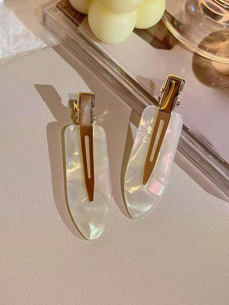 6pcs Set Acetate Hair Clips, Flat Hair Clips - Cute Oval Alligator Hair Clips For Women & Girls, Seamless Side Bangs Hairpin Set, Suitable For Updo & Bangs, Perfect For Daily Wear Hair Accessories, Fall, Travel