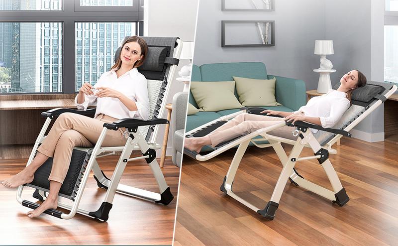 Lilypelle Padded Zero Gravity Chair,Premium Outdoor Lawn Folding Lounge Chairs,Sturdy Adjustable Reclining Patio Chairs with Headrest & Tray