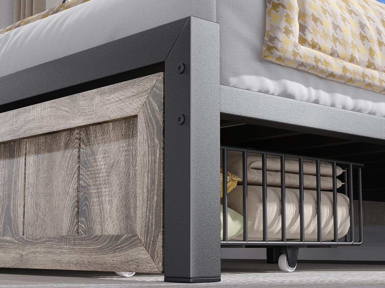 [Live] NO MATTRESS,LED Bed Frame with USB Outlet, Farmhouse Queen Size Bed Frames with 2 Storage Drawers & Built-in Charging Station, Wood Metal King Size Platform Bed Frame with Headboard, Farm Style Bedroom Furniture with LED