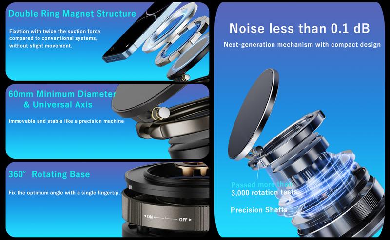 360°Adjustable Vacuum Magnetic Phone Holder,Suction Cup Phone Mount for Magsafe, Portable Cell Phone Holder for Car,Makeup/ Gym/Mirror, Fit for All iphone iphone 11 and above